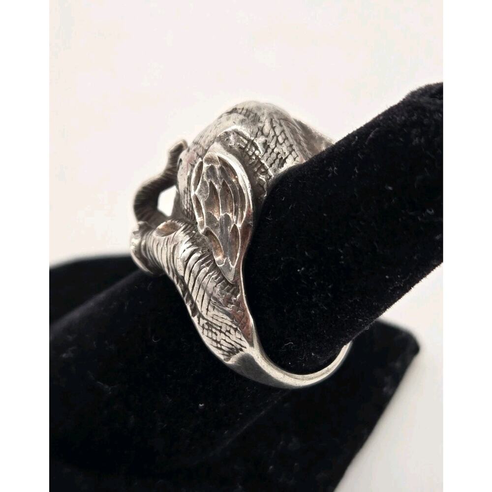 Vtg Native American Shubes Manufacturing Elephant Sterling Silver Ring Sz 6.25 - Picture 5 of 11